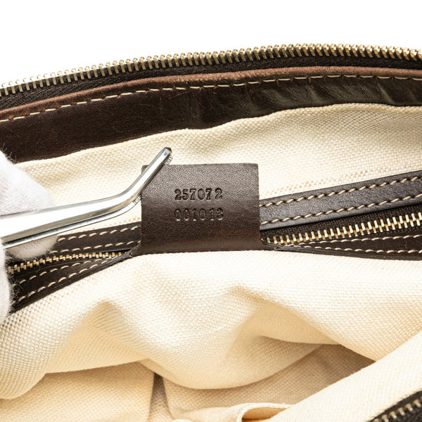 グッチ GGキャンバス ラブリーハート ショルダーバッグ 257072 ベージュ ブラウン キャンバス レザー レディース GUCCI 【中古】