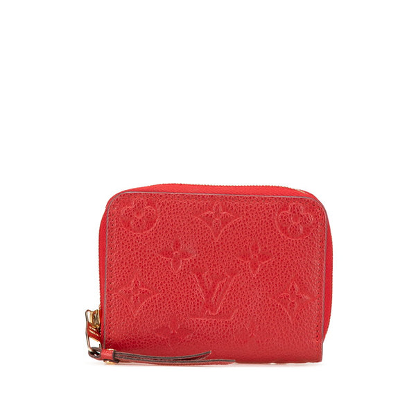 ルイ ヴィトン モノグラム アンプラント ジッピー コインパース コインケース M60740 レッド レザー レディース LOUIS VUITTON 【中古】