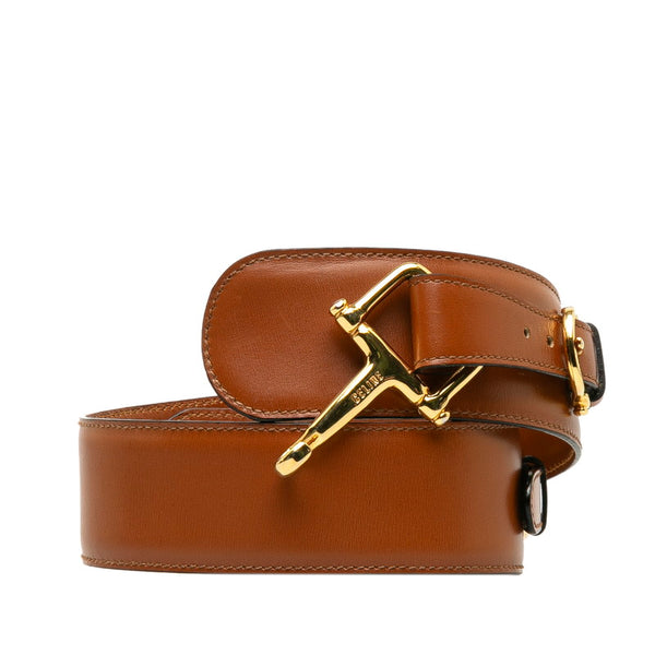 セリーヌ ホースビット ベルト ブラウン レザー レディース CELINE 【中古】