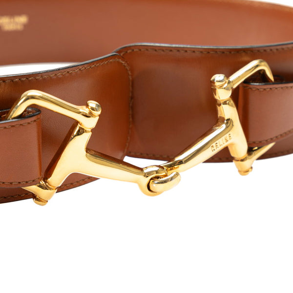 セリーヌ ホースビット ベルト ブラウン レザー レディース CELINE 【中古】