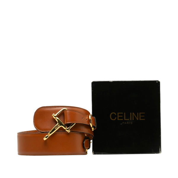セリーヌ ホースビット ベルト ブラウン レザー レディース CELINE 【中古】