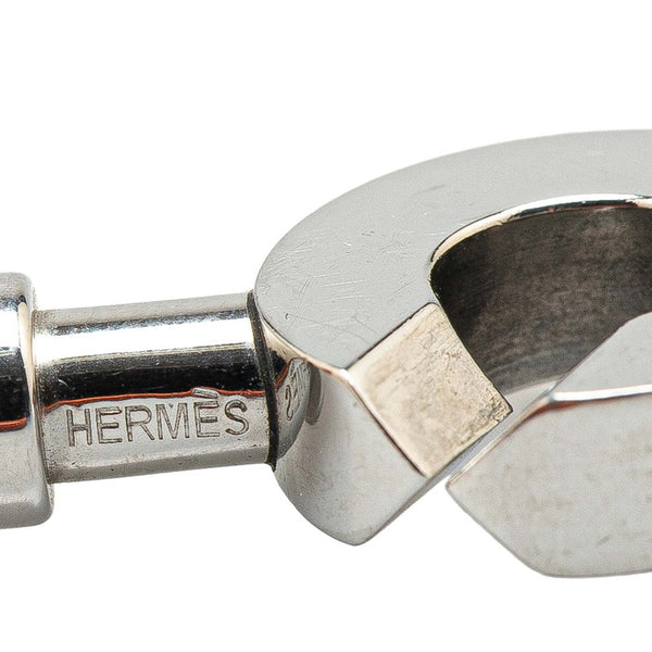 エルメス ランスロット ブレスレット チョーカー ブラウン シルバー レザー メタル レディース HERMES 【中古】