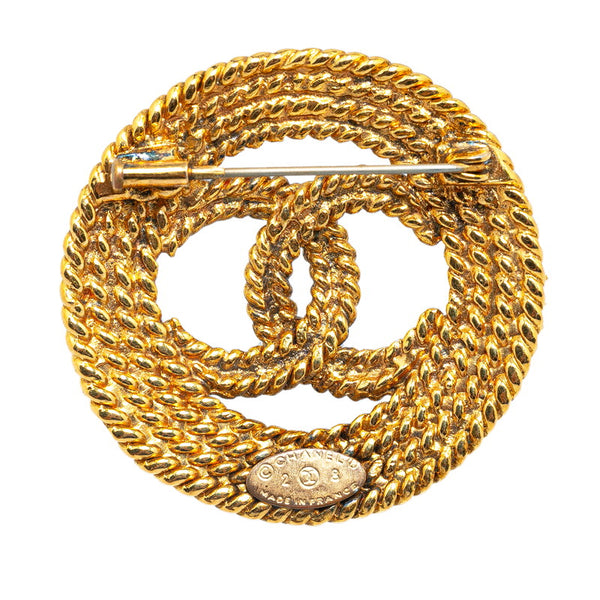 シャネル ココマーク チェーン ラウンド ブローチ ゴールド メッキ レディース CHANEL 【中古】