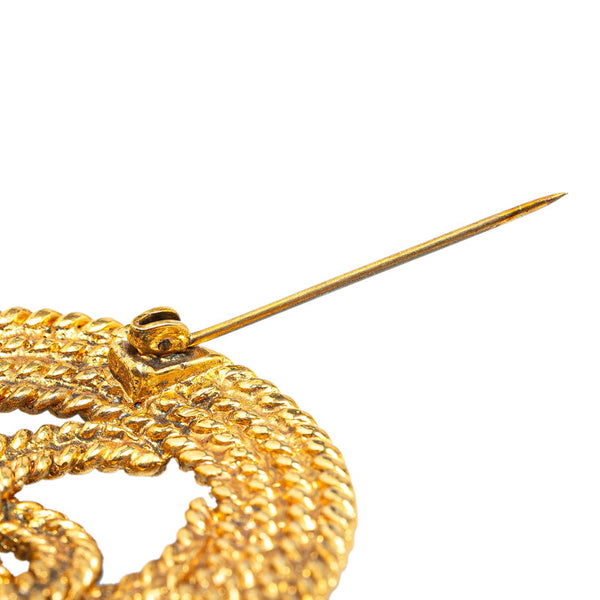 シャネル ココマーク チェーン ラウンド ブローチ ゴールド メッキ レディース CHANEL 【中古】