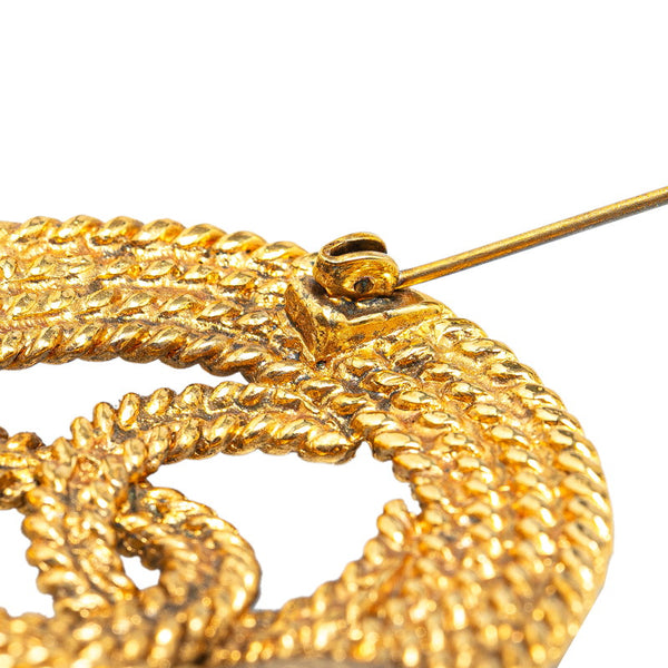 シャネル ココマーク チェーン ラウンド ブローチ ゴールド メッキ レディース CHANEL 【中古】