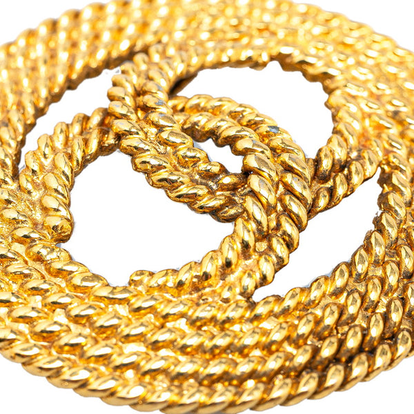 シャネル ココマーク チェーン ラウンド ブローチ ゴールド メッキ レディース CHANEL 【中古】