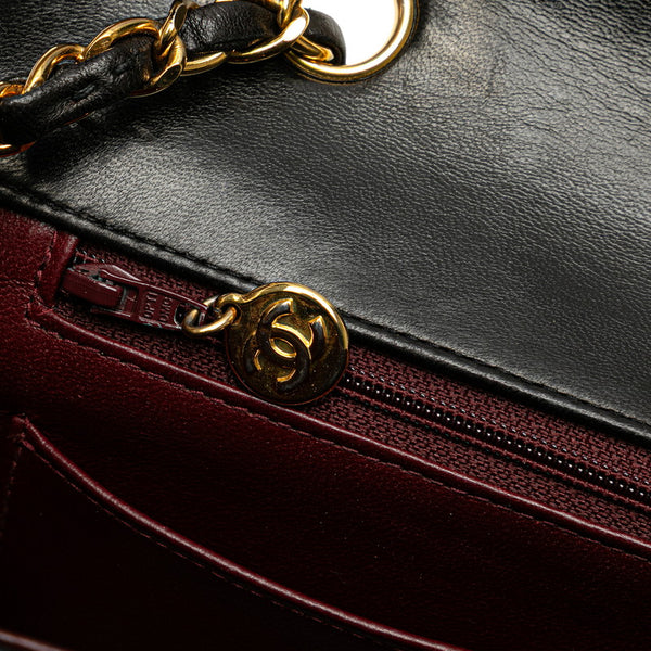 シャネル ダイアナ25 ココマーク チェーン ショルダーバッグ ブラック ラムスキン レディース CHANEL 【中古】