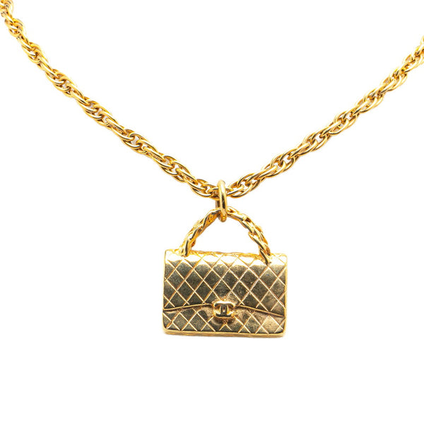 シャネル ヴィンテージ ココマーク マトラッセ バッグ モチーフ ネックレス ゴールド メッキ レディース CHANEL 【中古】