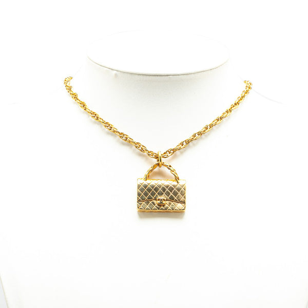 シャネル ヴィンテージ ココマーク マトラッセ バッグ モチーフ ネックレス ゴールド メッキ レディース CHANEL 【中古】