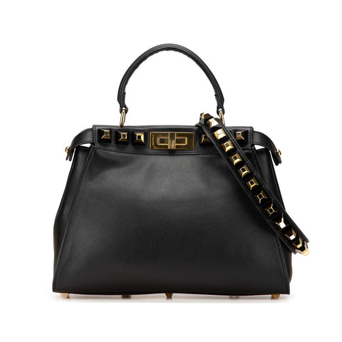 フェンディ ピーカブー スタッズ ハンドバッグ ショルダーバッグ 2WAY 8BN290 ブラック レザー レディース FENDI 【中古】