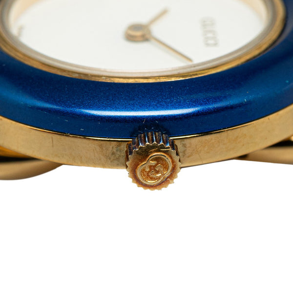 グッチ チェンジベゼル 腕時計 クオーツ ホワイト文字盤 メッキ レディース GUCCI 【中古】