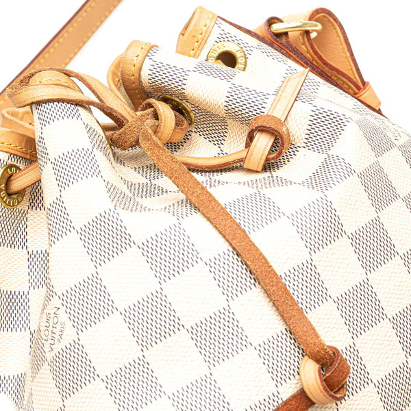 ルイ ヴィトン ダミエ アズール ノエBB 斜め掛け ショルダーバッグ N41220 ホワイト PVC レザー レディース LOUIS VUITTON 【中古】