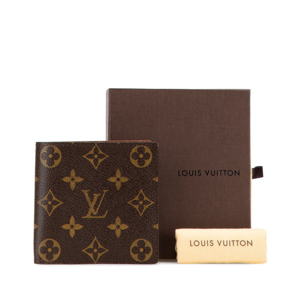 ルイ ヴィトン モノグラム ポルトフォイユ マルコ 二つ折り財布 M61675 ブラウン PVC レザー レディース LOUIS VUITTON 【中古】
