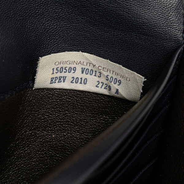 ボッテガヴェネタ イントレチャート 長財布 150509 ネイビー レザー レディース BOTTEGAVENETA 【中古】