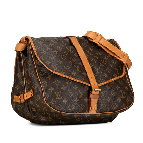 ルイ ヴィトン モノグラム ソミュール35 斜め掛け ショルダーバッグ M42254 ブラウン PVC レザー レディース LOUIS VUITTON 【中古】