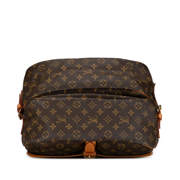 ルイ ヴィトン モノグラム ソミュール35 斜め掛け ショルダーバッグ M42254 ブラウン PVC レザー レディース LOUIS VUITTON 【中古】