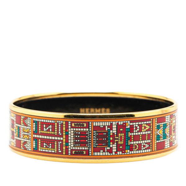 エルメス エマイユ バングル ゴールド ブラック マルチカラー メッキ レディース HERMES 【中古】