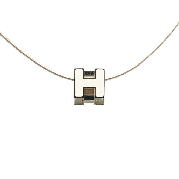 エルメス カージュドアッシュ Hキューブ ネックレス シルバー アイボリー メタル レディース HERMES 【中古】