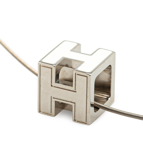 エルメス カージュドアッシュ Hキューブ ネックレス シルバー アイボリー メタル レディース HERMES 【中古】