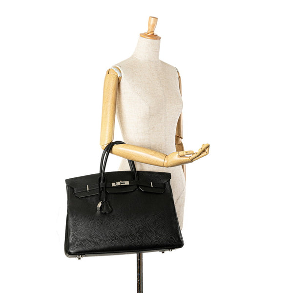 エルメス バーキン40 シルバー金具 ハンドバッグ ブラック シルバー トゴ レディース HERMES 【中古】