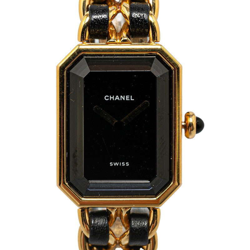 シャネル プルミエール 腕時計 サイズ：L H0001 クオーツ ブラック文字盤 メッキ レディース CHANEL 【中古】