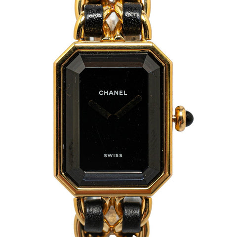 シャネル プルミエール 腕時計 サイズ：L H0001 クオーツ ブラック文字盤 メッキ レディース CHANEL 【中古】
