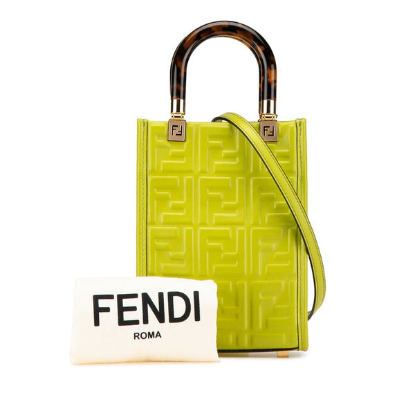 フェンディ ズッカ サンシャイン ショッパー スモール ハンドバッグ ショルダーバッグ 2WAY 8BS051 グリーン レザー プラスチック レディース FENDI 【中古】