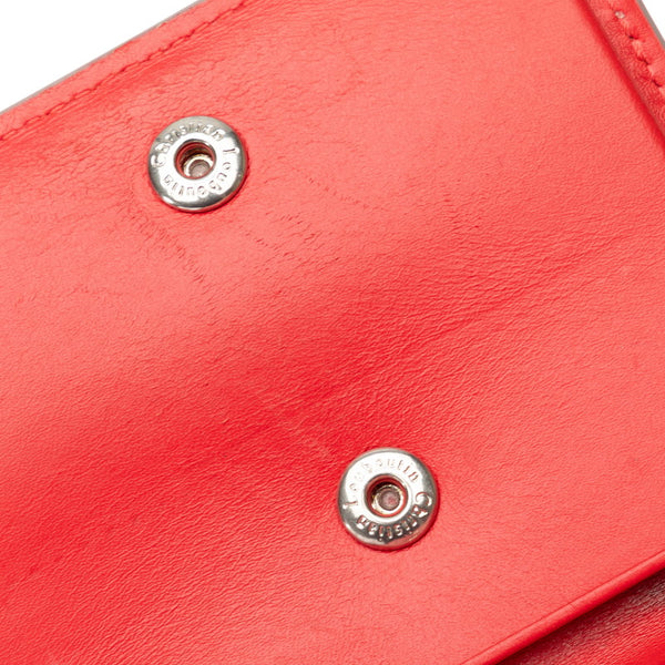 クリスチャンルブタン パロス 二つ折り財布 コンパクトウォレット グレー レッド レザー メンズ Christian Louboutin 【中古】