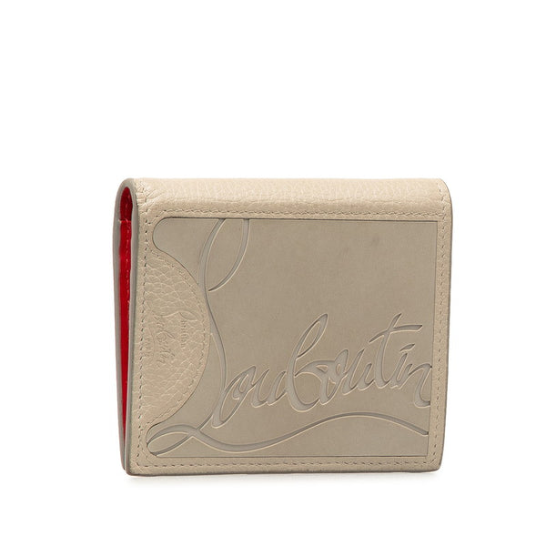 クリスチャンルブタン パロス 二つ折り財布 コンパクトウォレット グレー レッド レザー メンズ Christian Louboutin 【中古】