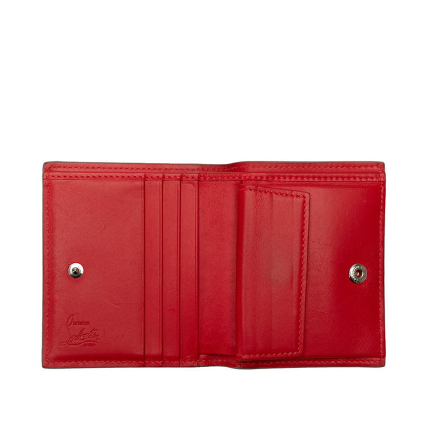 クリスチャンルブタン パロス 二つ折り財布 コンパクトウォレット グレー レッド レザー メンズ Christian Louboutin 【中古】