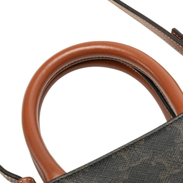 セリーヌ トリオンフ ミニ バーティカル カバ トートバッグ ショルダーバッグ 2WAY ブラウン PVC レザー レディース CELINE 【中古】