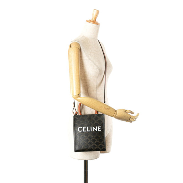 セリーヌ トリオンフ ミニ バーティカル カバ トートバッグ ショルダーバッグ 2WAY ブラウン PVC レザー レディース CELINE 【中古】