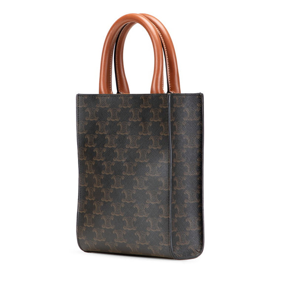セリーヌ トリオンフ ミニ バーティカル カバ トートバッグ ショルダーバッグ 2WAY ブラウン PVC レザー レディース CELINE 【中古】