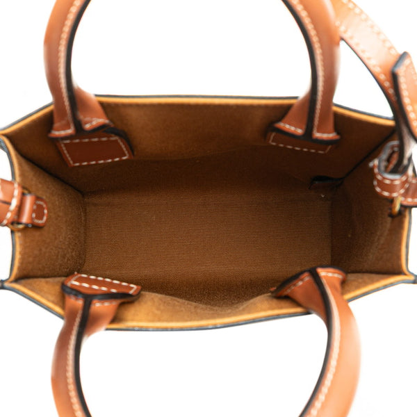 セリーヌ トリオンフ ミニ バーティカル カバ トートバッグ ショルダーバッグ 2WAY ブラウン PVC レザー レディース CELINE 【中古】