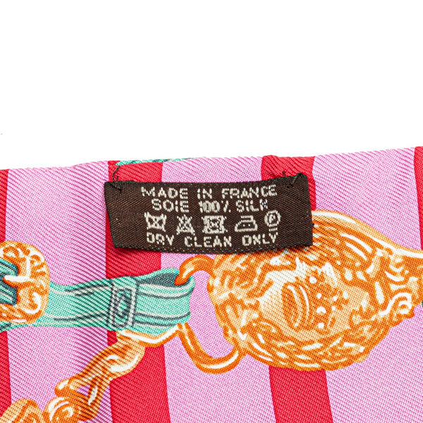 エルメス ツイリー BRIDES de GALA par 式典用馬勒 スカーフ ピンク レッド マルチカラー シルク レディース HERMES 【中古】
