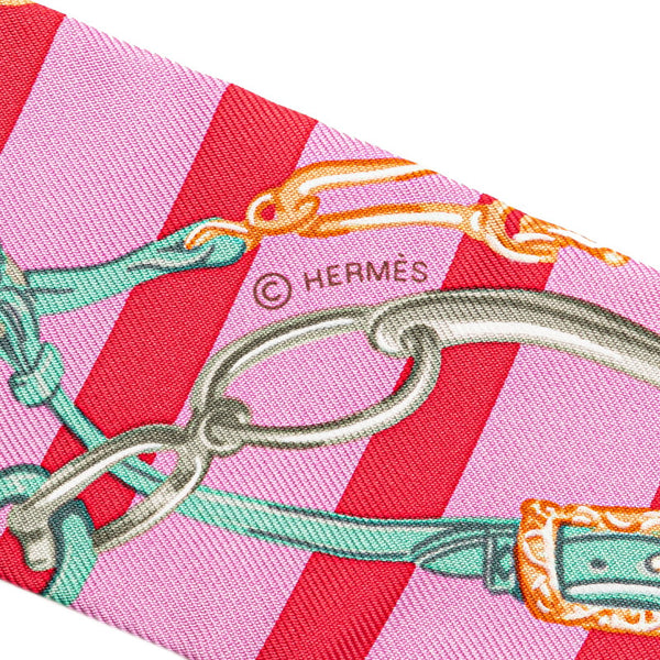 エルメス ツイリー BRIDES de GALA par 式典用馬勒 スカーフ ピンク レッド マルチカラー シルク レディース HERMES 【中古】