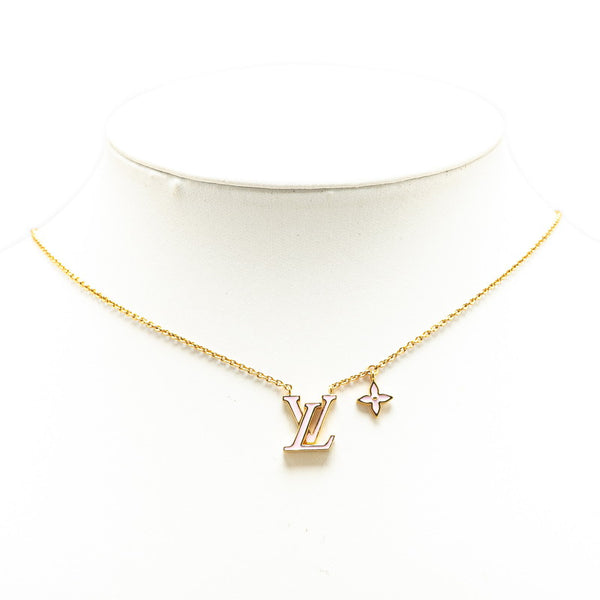 ルイ ヴィトン モノグラム フラワー コリエ LV アイコニック ネックレス M01215 ゴールド ピンク メッキ エナメル レディース LOUIS VUITTON 【中古】