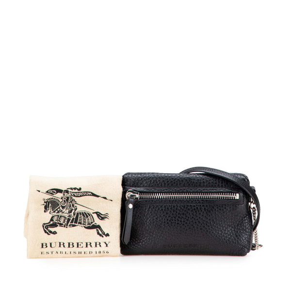 バーバリー ノバチェック 斜め掛け ショルダーバッグ ポシェット ブラック レザー レディース BURBERRY 【中古】