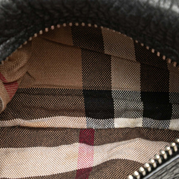 バーバリー ノバチェック 斜め掛け ショルダーバッグ ポシェット ブラック レザー レディース BURBERRY 【中古】