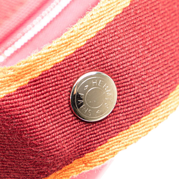 エルメス ブリッドアブラックGM  ハンドバッグ ピンク オレンジ キャンバス レディース HERMES 【中古】