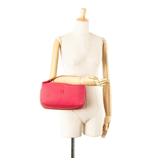 エルメス ブリッドアブラックGM  ハンドバッグ ピンク オレンジ キャンバス レディース HERMES 【中古】