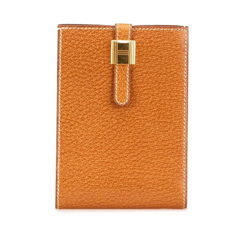 エルメス メモ帳カバー ブラウン シェーブル レディース HERMES 【中古】