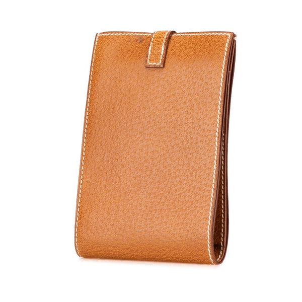 エルメス メモ帳カバー ブラウン シェーブル レディース HERMES 【中古】