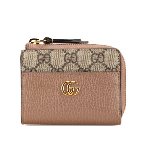 グッチ GGマーモント L字ファスナー 二つ折り財布 658609 ベージュ PVC レザー レディース GUCCI 【中古】