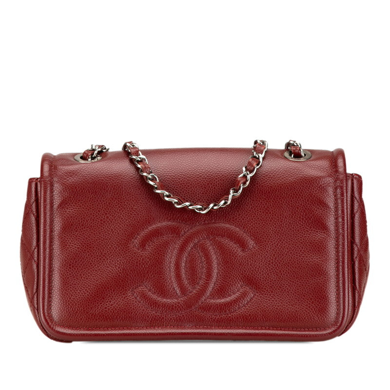 シャネル ココマーク チェーン ハンドバッグ ショルダーバッグ  ワインレッド ボルドー キャビアスキン レディース CHANEL 【中古】