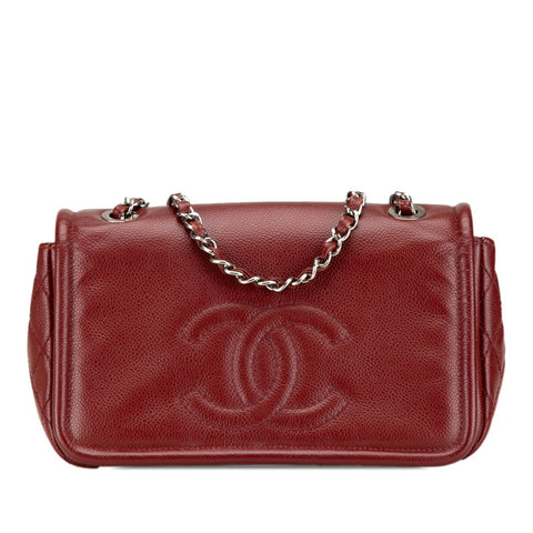 シャネル ココマーク チェーン ハンドバッグ ショルダーバッグ  ワインレッド ボルドー キャビアスキン レディース CHANEL 【中古】