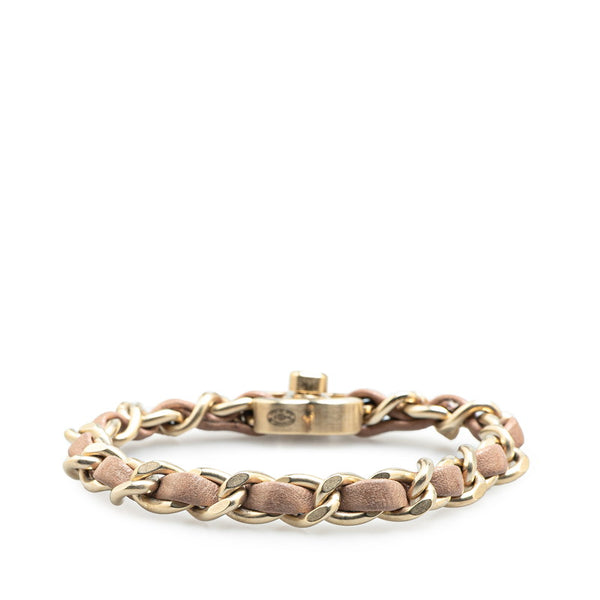 シャネル ココマーク ターンロック チェーン ブレスレット ゴールド ピンク メッキ レザー レディース CHANEL 【中古】