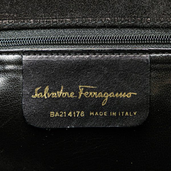 サルヴァトーレフェラガモ ヴァラリボン ハンドバッグ ショルダーバッグ 2WAY BA21 4178 ブラック スウェード レディース Salvatore Ferragamo 【中古】