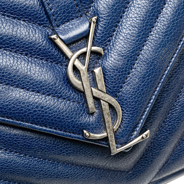 サンローラン YSL モノグラム カレッジ チェーンショルダーバッグ ブルー レザー レディース SAINT LAURENT 【中古】