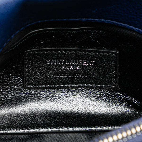 サンローラン YSL モノグラム カレッジ チェーンショルダーバッグ ブルー レザー レディース SAINT LAURENT 【中古】